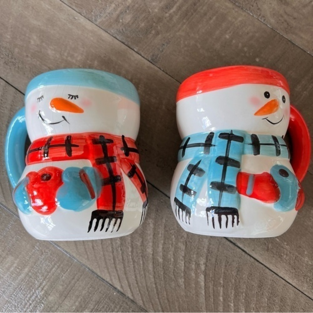 Bay‎ Island 2Pc Set Mr. Mrs. Ceramic Snowman Mug Cup Holiday Christmas